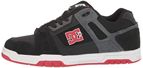 DC Men's Stag Skate Shoe Black/RED/Grey 11.5