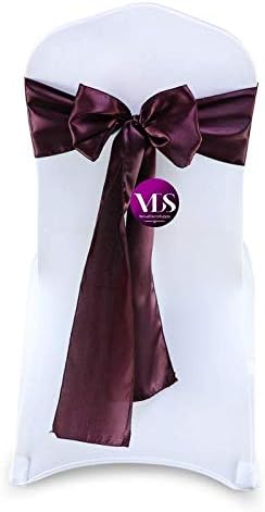 VDS Satin Chair Sashes Chair Cover Back Tie Sateen Bows Ribbon for Wedding Birthday Graduation Engagement Ceremony Event Party Banquet Venue Hotel All Dining Chair Decoration (200PC) (Plum)