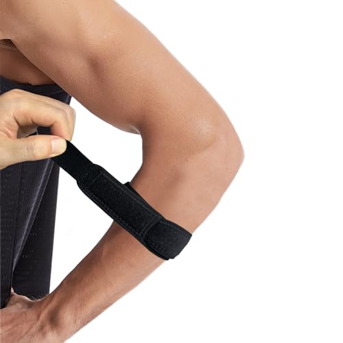 Elbow Compression Strap, Tennis Elbow Brace for Men and Women, Compression Arm Support for Tendon Pain Relief, Forearm Band for Pickleball, Badminton, Golfer, Basketball (Black)