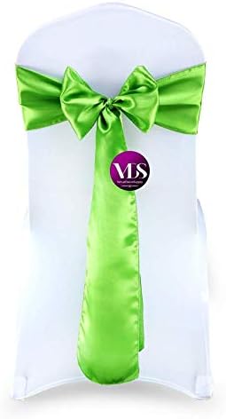 VDS Satin Chair Sashes Chair Cover Back Tie Sateen Bows Ribbon for Wedding Birthday Graduation Engagement Ceremony Event Party Banquet Venue Hotel All Dining Chair Decoration (125PC) (Parrot Green)