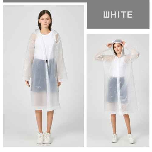 Rain Ponchos for Adults, Reusable Waterproof Hooded EVA Rain Coats Rain Jackets Rainwear for Women Men, Pack of 2