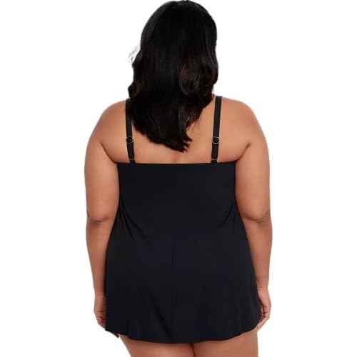 LAUREN RALPH LAUREN Plus Size Bandeau Flyaway One-Piece Swimsuit with Tummy-Contro Black 20W
