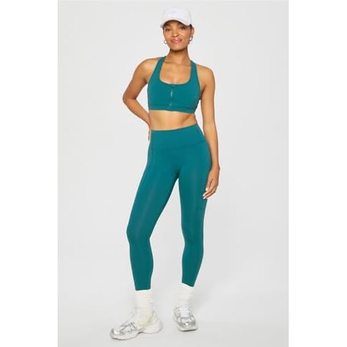 Fabletics Women's On-The-Go PowerHold High-Waisted Legging, Maximum Compression, Flattering, S/Regular | 27, Green Abyss