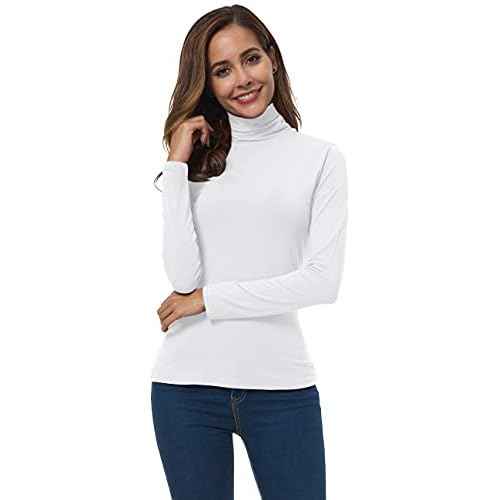 Women Long Sleeve Turtleneck Slim Fitted Based Layer Lightweight Active Shirt Pullover Tops
