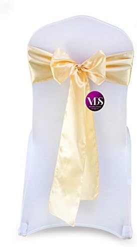VDS Satin Chair Sashes Chair Cover Back Tie Sateen Bows Ribbon for Wedding Birthday Graduation Engagement Ceremony Event Party Banquet Venue Hotel All Dining Chair Decoration (250PC) (Beige)