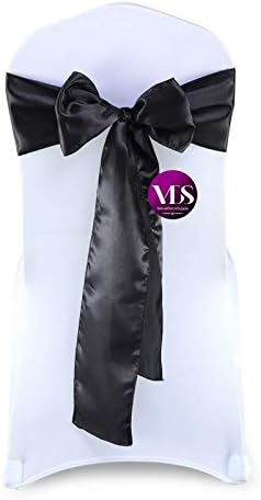 VDS Satin Chair Sashes Chair Cover Back Tie Sateen Bows Ribbon for Wedding Birthday Graduation Engagement Ceremony Event Party Banquet Venue Hotel All Dining Chair Decoration (10PC) (Black)