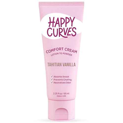 HAPPY CURVES Lotion to Powder Anti Chafing Odor Control Cream for Women: Aluminum-Free Cream for Private Parts, Under Breast, & Body 2.25 Fl Oz (1 Pack, Tahitian Vanilla)