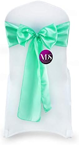 VDS Satin Chair Sashes Chair Cover Back Tie Sateen Bows Ribbon for Wedding Birthday Graduation Engagement Ceremony Event Party Banquet Venue Hotel All Dining Chair Decoration (75PC) (Mint)