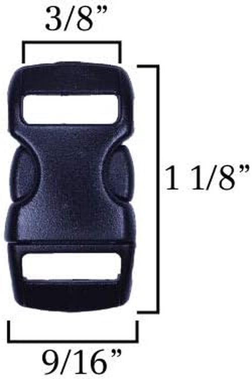 BORED? PARACORD! Contoured Side Release Black Plastic Buckle – Multiple Sizes and Quantity