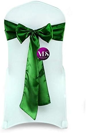 VDS Satin Chair Sashes Chair Cover Back Tie Sateen Bows Ribbon for Wedding Birthday Graduation Engagement Ceremony Event Party Banquet Venue Hotel All Dining Chair Decoration (50PC) (Green)