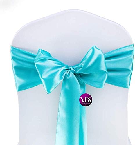 VDS Satin Chair Sashes Chair Cover Back Tie Sateen Bows Ribbon for Wedding Birthday Graduation Engagement Ceremony Event Party Banquet Venue Hotel All Dining Chair Decoration (100PC) (Teal)