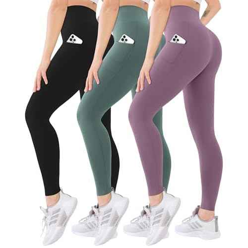 Blisset 3 Pack High Waisted Leggings for Women with Pockets Soft Active Tummy Control Pants for Yoga Running & Daily Wear