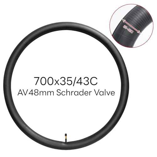 700x35C/43C Heavy Duty Bike Tube,700 x 35C/36C/38C/40C/42C/43C Replacement Bicycle Tube(Single), Reliable 700 x 35C-43C Inner Tube AV48mm Schrader Valve for City/Road/Mountain Cycling Scenarios