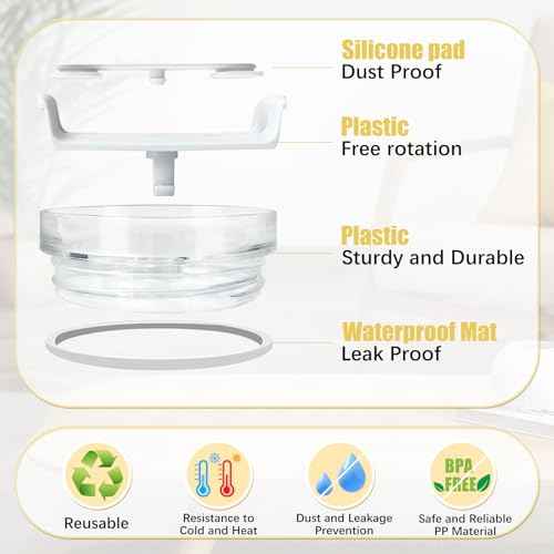 4 Pack Tumbler Lid Replacement for 40 oz Stanley Cup, 3.6in Spill Proof Clear Replacement Lids Fit for Stanley Travel Tumbler, Reusable Accessorie Cover