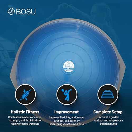 Bosu Pro Multi Functional Home Gym Full Body Balance Strength Trainer Ball Equipment with Guided Workouts and Pump