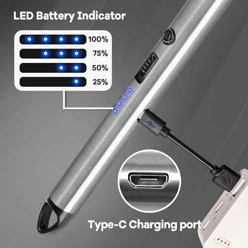 3 Pack Candle Lighter Electric Rechargeable Arc Windproof Lighters Flexible Neck Long Rotate 360 Plasma Lighter USB Flameless Lighters Candles Grill BBQ