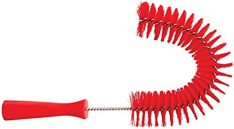 Vikan 53724 Hook Brush - 14.17-Inch Curved BPA-Free Pipe, Tube, and Gutter Cleaner, Compatible with Vikan Extension Poles, Red
