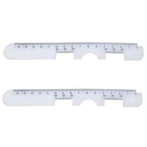 2Pcs White Pd Ruler Pupil Measurement Tool, Measuring Tool, Pupil Distance Meter Eye Ophthalmic, Distance Ruler, for Prescription Eyeglasses with Eye Care Tip