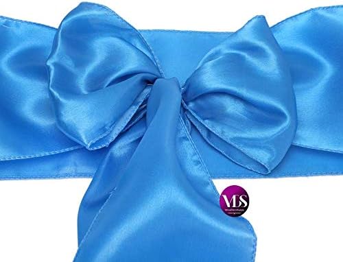 VDS Satin Chair Sashes Chair Cover Back Tie Sateen Bows Ribbon for Wedding Birthday Graduation Engagement Ceremony Event Party Banquet Venue Hotel All Dining Chair Decoration (100PC) (Blue)