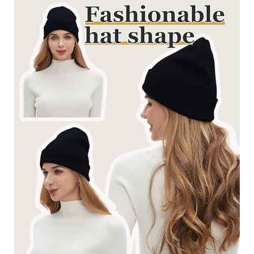 100% Cotton Beanies for Men Women Cotton Hats Soft Warm Unisex Cuffed Plain Skull Hat Autumn Winter Slouchy Knitted Cap
