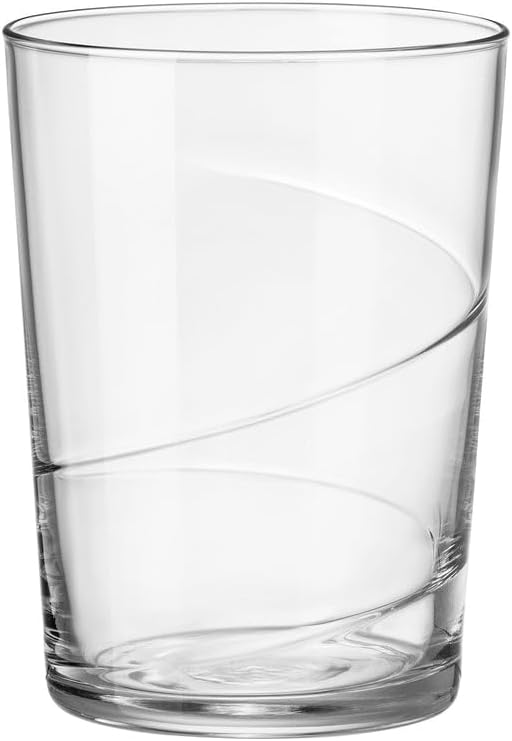 Bormioli Rocco Bodega Swirl Gin Fizz Glasses - Set of 12, 17 Oz. Spiral Design Tumblers with Secure Edge Reinforced Rims - Ideal for Tall Cocktails, Beer, Soft Drinks - Made in Italy, Dishwasher Safe