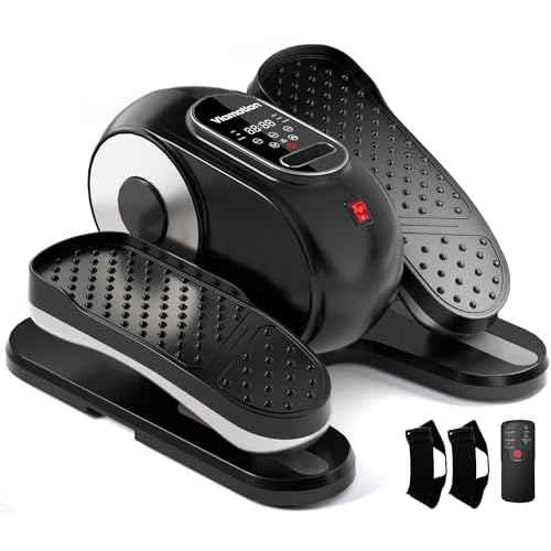 Under Desk Elliptical Machine, Leg Exerciser as Seen on TV While Sitting for Senior with Remote Control, Portable & Quiet Pedal Exerciser with 12 Adjustable Speed, Black