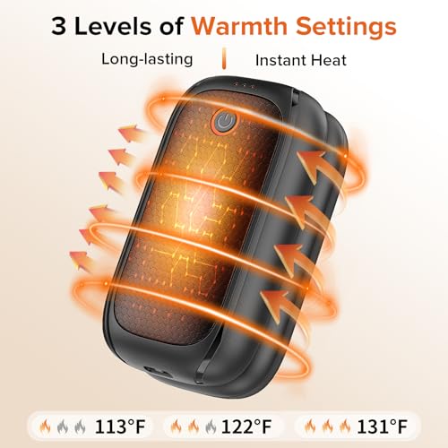 2 Pack Hand Warmers Rechargeable, Magnetic Electric Hand Warmers, 12H Max Heating Time Pocket Hand Warmers Gifts for Women Men