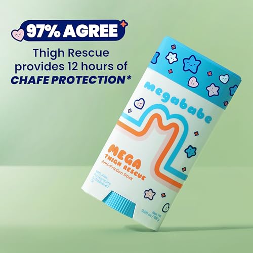 Megababe Mega Thigh Rescue | Jumbo Size Anti-Chafe Stick | Prevents Skin Chafe & Irritation | Thighs, arms, Bra-Lines & More | Summer Vacation Essentials | 3.25oz (Pack of 1)