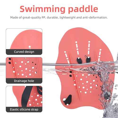 2pcs Swim Paddles Hand, Hand Paddles for Lap Swimming Training Equipment with Adjustable Straps Women Men Kids Childrens Swim Gear Accessories for Freestyle Breaststroke Butterfly