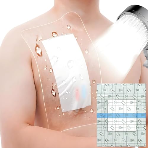 12"x15.7" Waterproof Shower Cover Incision Bandages for Large Wound with No Glue On The Center Adhesive Transparent Shower Protector Post Surgical Water Barrier Guard Pack of 7