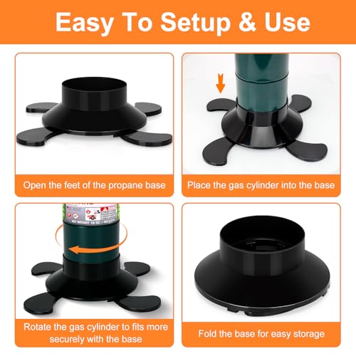 2 Pack Propane Tank Holder, Portable Propane Tank Stand Cylinder Base for 1lb/MAPP Gas Cylinders,Foldable Small Fuel Gas Bottle Stabilizer,Accessory for Camping Stoves Heaters Burners Torches Lanterns