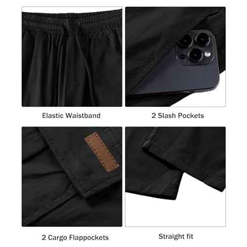 Comdecevis Men's Casual Cargo Pants Workout Joggers Stretch Sweatpants Hiking Drawstring Tactical Pants with Multi Pockets