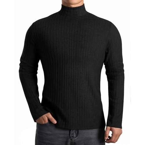 MANGOPOP Men's Mock Turtleneck Long Sleeve Shirts Fleece Ribbed Knit Pullover Sweater Basic Thermal Undershirt Tops 2025