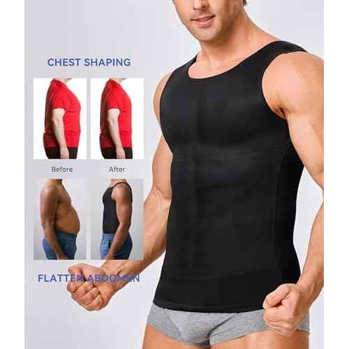 Mens Compression Shirt Slimming Body Shaper Vest Workout Tank Tops Abs Abdomen Undershirts