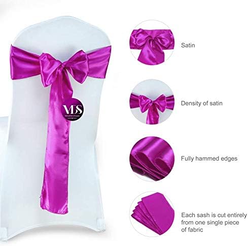 VDS Satin Chair Sashes Chair Cover back Tie Sateen Bows Ribbon for Wedding Birthday Graduation Engagement Ceremony Event Party Banquet Venue Hotel all Dining Chair Decoration (250PC) (Magenta Violate)