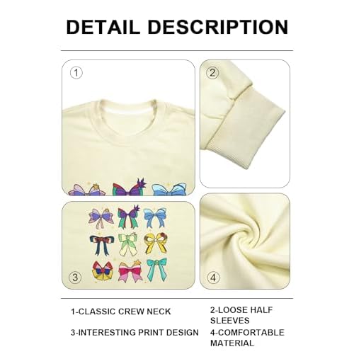UNIQUEONE Oversized Sequins Bow Sweatshirt - Women Magic Kingdom Sweater Pastel Graphic Coquette Tee Holiday Pullover