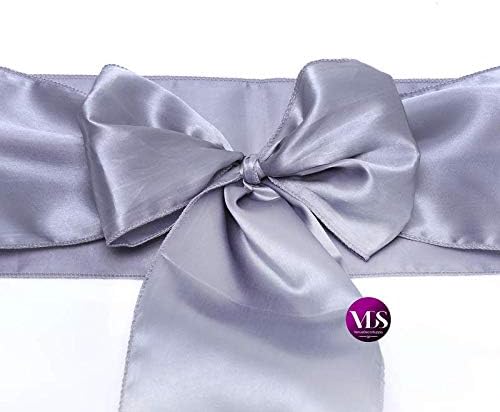 VDS Satin Chair Sashes Chair Cover Back Tie Sateen Bows Ribbon for Wedding Birthday Graduation Engagement Ceremony Event Party Banquet Venue Hotel All Dining Chair Décor (25PC)(Light Silver Grey)