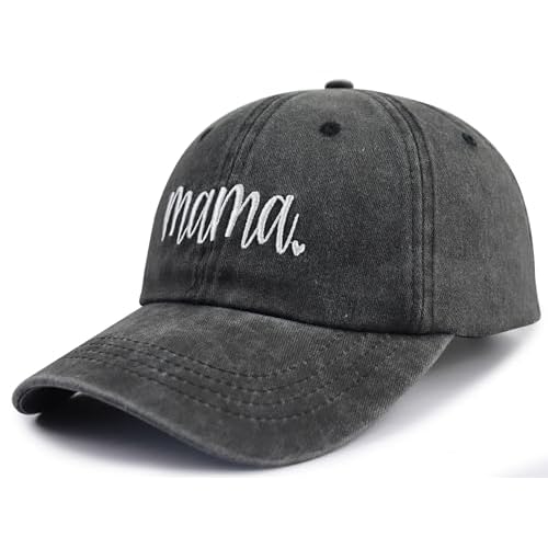 SHANVANKE Funny Mama Hat for Women, Adjustable Washed Cotton Embroidered Mom Baseball Cap
