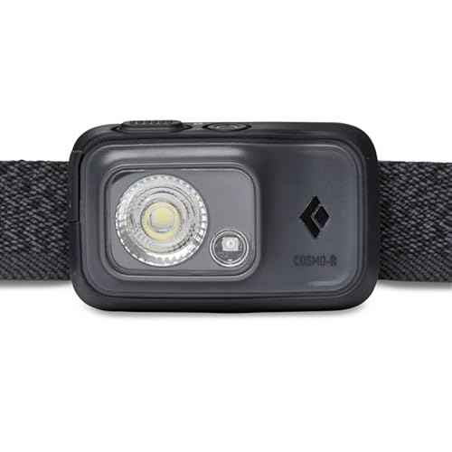 BLACK DIAMOND Cosmo 350-R Rechargeable Headlamp | 350 Lumens | Micro-USB Charging | Waterproof, Dimmable Light for Camping & Hiking | Graphite