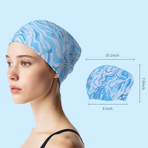 2 Pack Swim Cap Women Adult - Stylish Silicone Swim Cap for Long Hair - Waterproof Swim Caps for Girls Women - Comfortable Fit for Pool, Beach