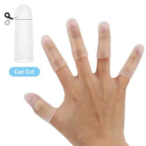 Gel Finger Cots, 10 PCS Gel Finger Protectors Finger Caps Silicone Fingertips Protection Finger Protector Support, Finger Sleeves Thumb Protection for Hand Eczema, Finger Cracking Arthritis(Clear)