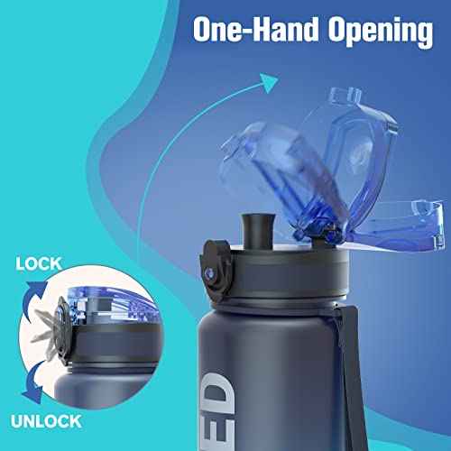 Sahara Sailor Water Bottle, 32/25/17oz Durable and Leakproof Water Bottles Motivational with Time Marker, Tritan, BPA Free, Wide Mouth with Easy Clean Brush for Gym, Travel, School, Office (1 Bottle)