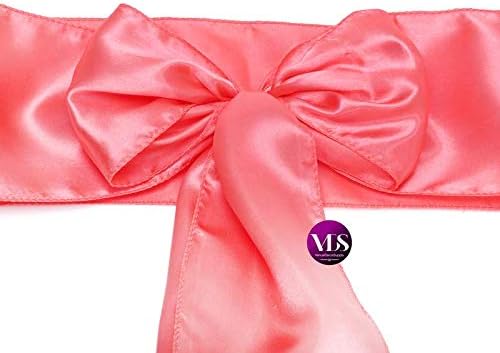 VDS Satin Chair Sashes Chair Cover Back Tie Sateen Bows Ribbon for Wedding Birthday Graduation Engagement Ceremony Event Party Banquet Venue Hotel All Dining Chair Decoration (250PC) (Coral)