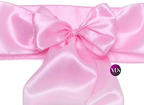 VDS Satin Chair Sashes Chair Cover Back Tie Sateen Bows Ribbon for Wedding Birthday Graduation Engagement Ceremony Event Party Banquet Venue Hotel All Dining Chair Decoration (50PC) (Pink)