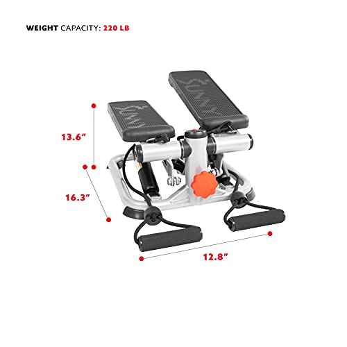 Sunny Health & Fitness Mini Steppers for Exercise at Home, Stair Step Workout Machine, Full Body Cardio Equipment, with Optional Free SunnyFit App Connection and Resistance Band