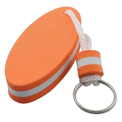 2pcs Floating Key Ring Glow in Dark, Yellow and Orange Water Buoyant Key Chain, Boat Key Chains for Fishing, Sailing, Surfing, Swimming, Water Sports
