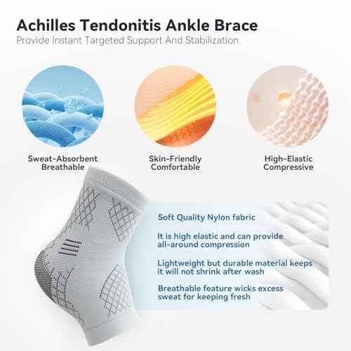 INDEEMAX 2 Pack Ankle Brace for Sprained Ankle, Arch Support Compression Sleeve Socks for Women & Men, Achilles Tendonitis Brace Wraps for Plantar Fasciitis, Foot Swelling Relief