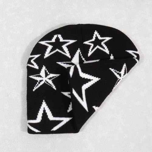 Y2K Cute Hat Men Women Quality Cap Warm Cap Star Beanie Gothic Spider Pattern Acrylic Y2k Knitted Hat