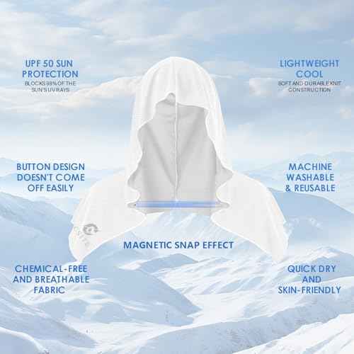 Cooling Hoodie Towels for Neck and Face, UPF 50 Sun Protection & Instant Cooling, Ice Towels for Hot Weather, Soft Breathable Towel for Sport, Work Out, Gym, Camping & More Activities