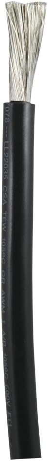 Ancor 112002 Tinned Copper Wire - 6 AWG (13mm²), Durable Black, 25ft Length for Reliable Connections